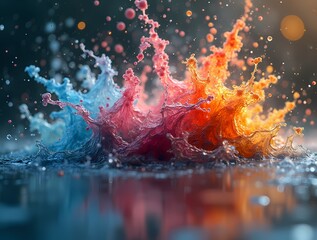 Naklejka premium Colours dance in water and create unique compositions