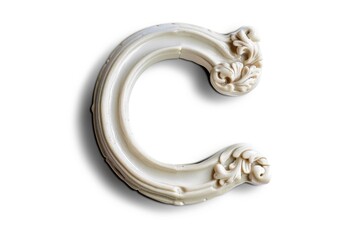 A detailed view of the uppercase letter C, set against a clean white background