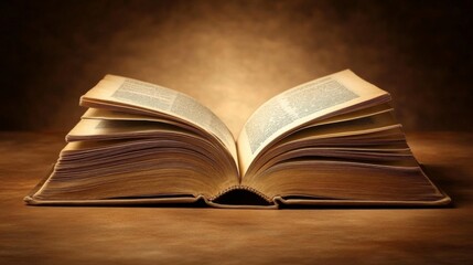 Vintage Open Book on Wooden Table - A Symbol of Knowledge