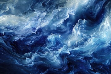 Obraz premium Abstract Swirling Blue and White Liquid Texture