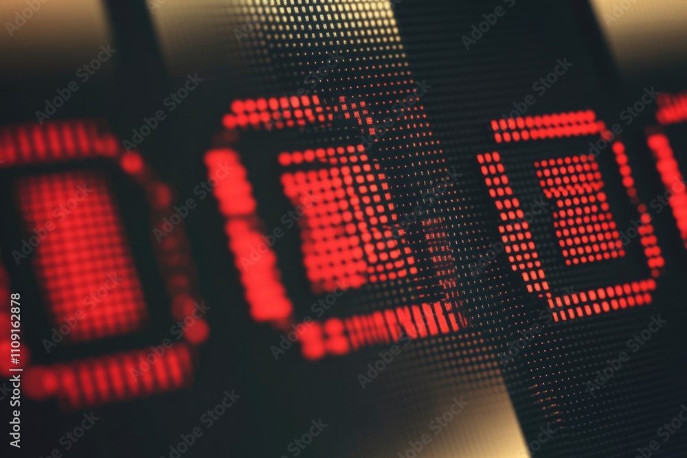 Poster A detailed view of a digital clock showing red numbers