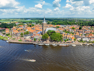 Obraz premium Aerial from the historical town Hasselt in the Netherlands
