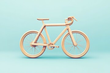 Naklejka premium A wooden bicycle is shown in a blue background