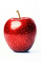 Fototapeta premium A bright red apple with small white dots, ready for picking or decorating