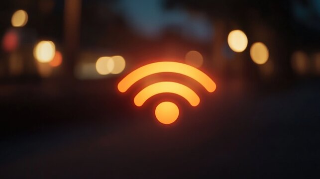A blurry image of a WiFi sign in the dark, suitable for use in scenarios where technology is not reliable or accessible