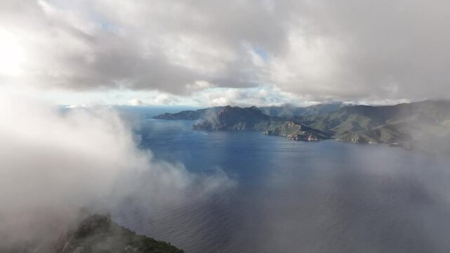 Corsican Mountains Clouds and Sea