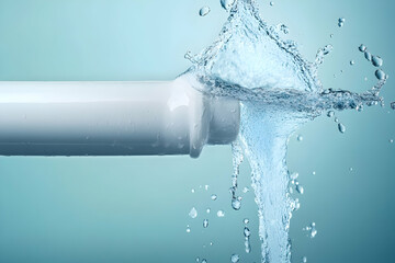 Water Flowing from Pipe 3D Illustration