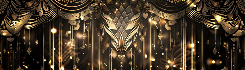 Obraz premium Jazz Age: Roaring twenties colors like art deco gold, speakeasy black, and flapper dress silver create a jazz age theme