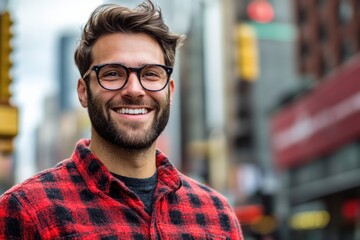 Cheerful Man in Urban Setting