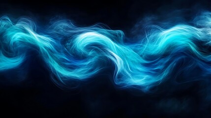 Obraz premium A dynamic swirl of vibrant navy blue and turquoise hues blending seamlessly with a misty texture, evoking a sense of energy and depth, set against a smoky black.