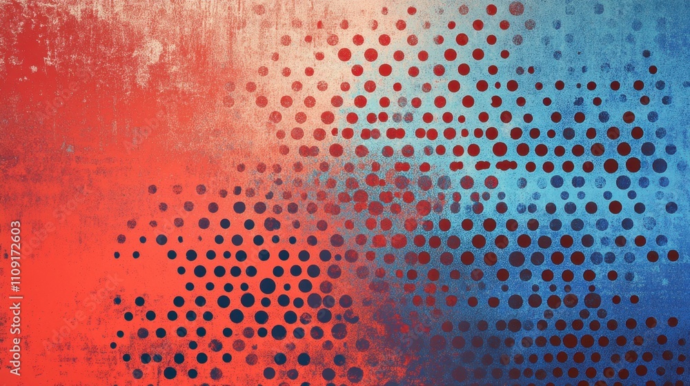 Poster halftone dots pattern over a red-to-blue gradient, perfect for creating contemporary and visually st