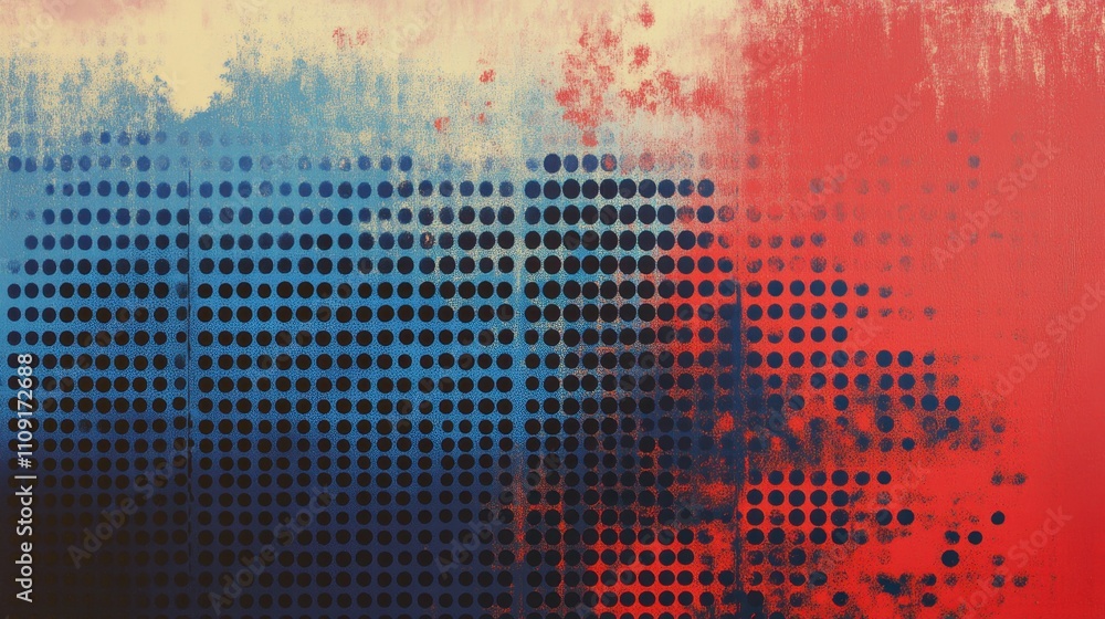 Poster halftone dots pattern over a red-to-blue gradient, perfect for creating contemporary and visually st