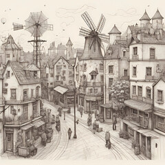 풍차, 건축, 밀, 건물, 나이든, home, sky, 바람, 도시