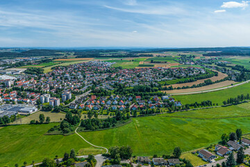 Auslick auf Bad Saulgau an der Oberschwäbischen Barockstraße rund um das Kur- und Thermenzentrum