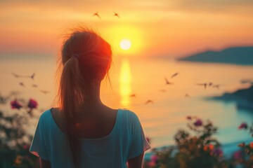 Fototapeta premium Contemplative Sunset by the Sea