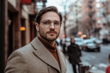 Naklejka premium Stylish Man in Urban Setting