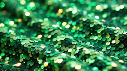 Emerald Green Sequins Create A Shimmering, Abstract Background For A Festive Design