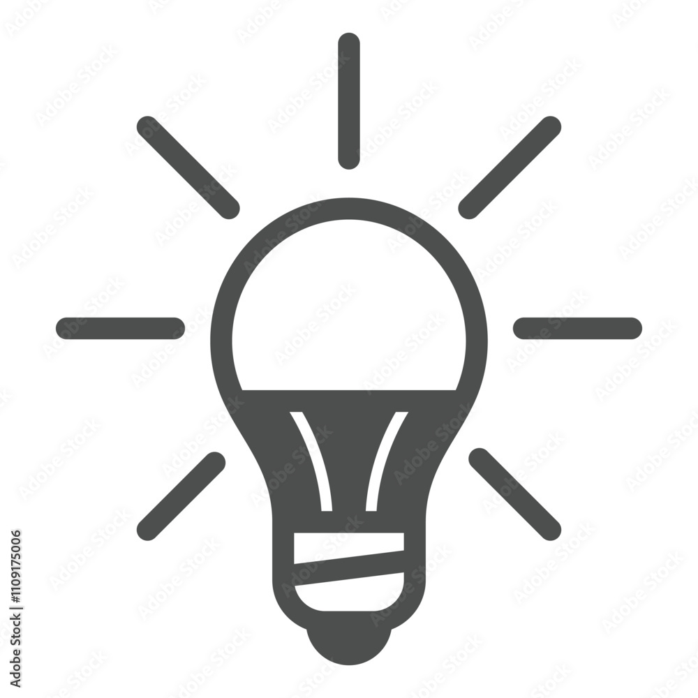 Poster lightbulb solid icon, idea light concept. vector graphics. lamp bulb sign on white background, glyph
