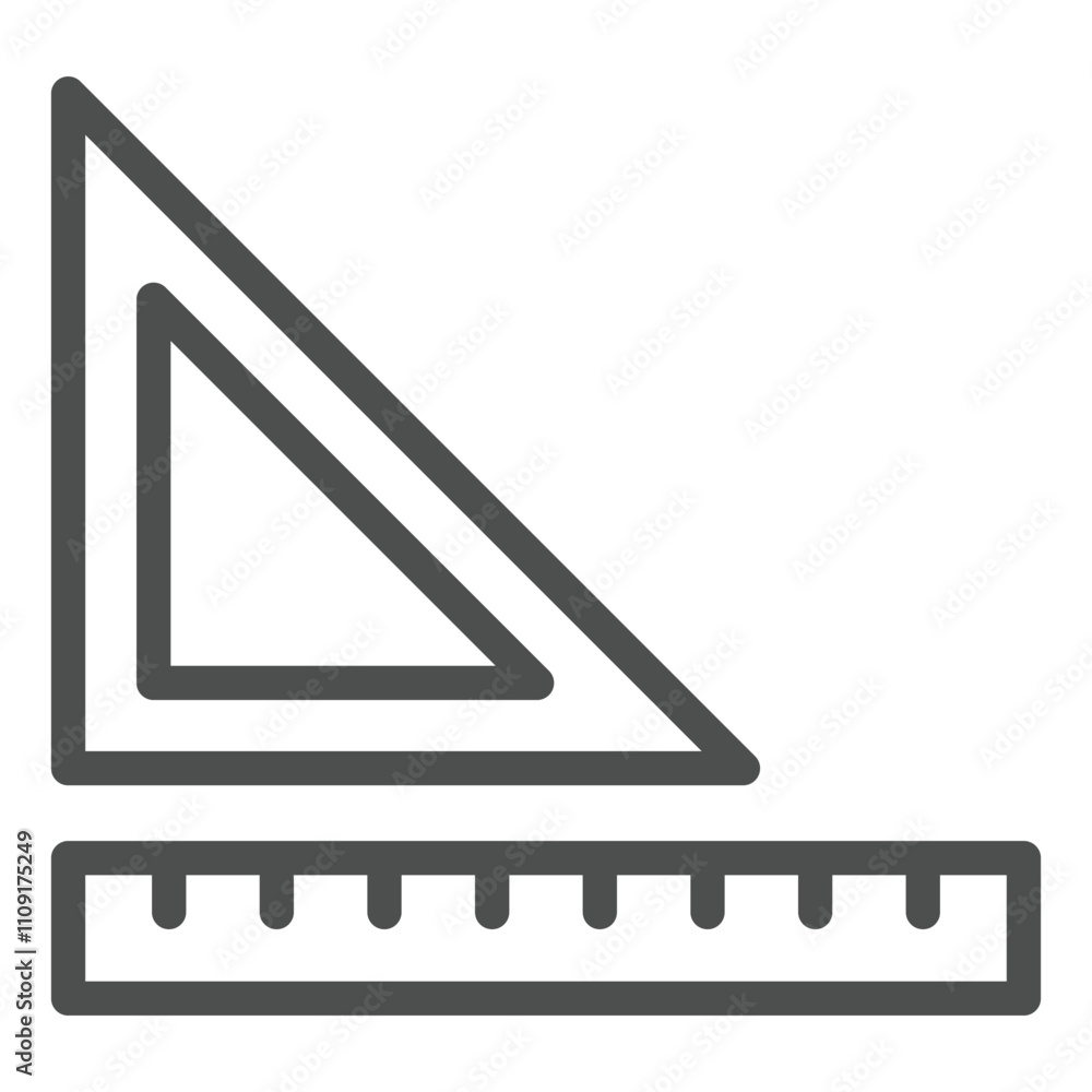 Poster triangle ruler line icon, geometry tool concept. vector graphics. measure tool sign on white backgro