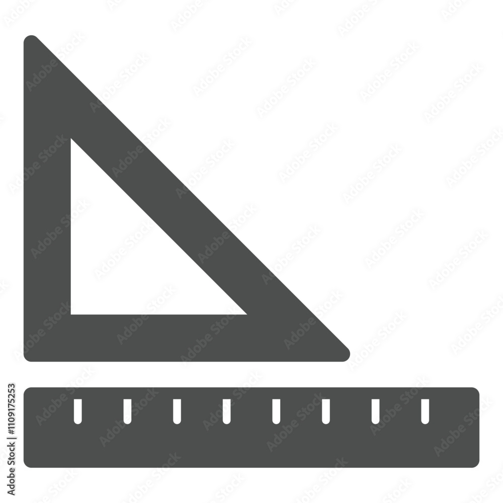 Poster triangle ruler solid icon, geometry tool concept. vector graphics. measure tool sign on white backgr