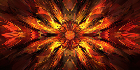 Obraz premium Tribal Fire: Earthy tones like tribal red, burnt orange, and tribal yellow create a tribal fire theme. This scheme is often used in tribal music event promotions, indigenous art showcases