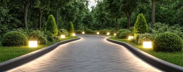 Sleek Garden Pathways Seamless Textures, Premium Lighting, and Artistic Design Experience the artistry of flawlessly designed pathways, illuminated by premium outdoor lighting These sleek garden