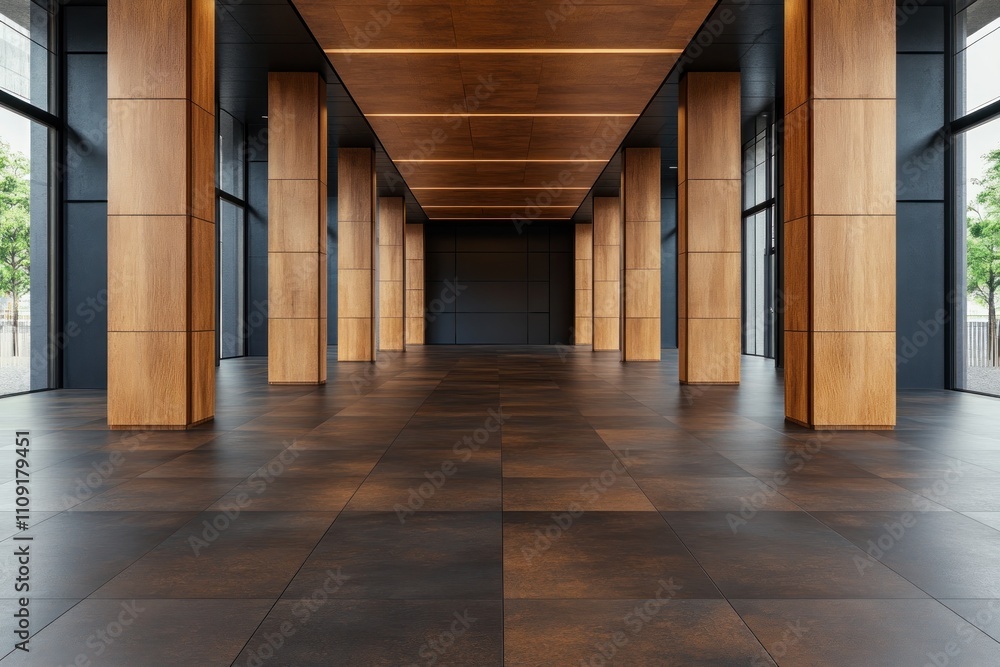 Poster transforming commercial spaces upgrading ceiling tiles with modern finishes and seamless patterns ex