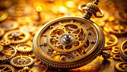 An antique pocket watch with intricate gears and a golden finish, showcasing the beauty of mechanical timekeeping