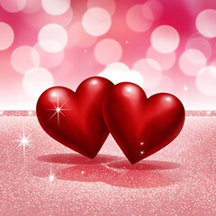 Valentine's background design with a romantic vector illustration featuring two red hearts