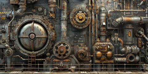 Industrial Revolution: Steely grays, rustic browns, and mechanical metallics create an industrial revolution theme