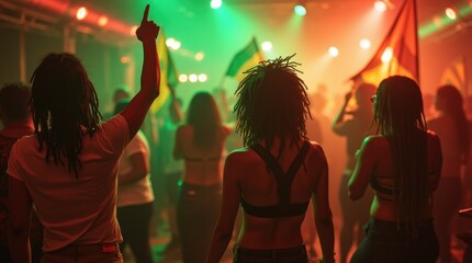 International Reggae Day celebration peoples. Ragga Jamaican dance music party