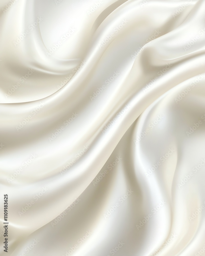 Poster a close-up view of soft, flowing white satin fabric, showcasing its smooth texture and elegant drapi