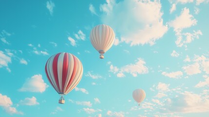 Fototapeta premium Vibrant Hot Air Balloons Soaring in a Clear Blue Sky