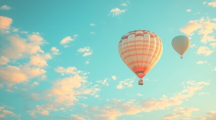 Obraz premium Colorful Hot Air Balloons Floating in a Bright Blue Sky