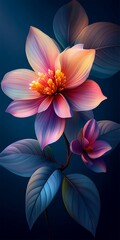 Fototapeta premium Vibrant Flowers Display Intricate Petals and Lush Leaves in a Serene Setting, Showcasing Nature's Beauty and Color Diversity