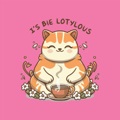 cat  with cup of tea