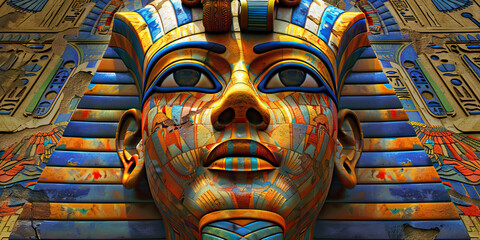 Obraz premium Ancient Egypt: Rich, regal colors like pharaoh gold, pyramid sandstone, and Nile river blue create an ancient Egypt theme