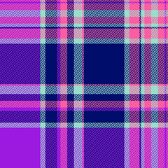Wool background vector check, gingham fabric texture pattern. Large seamless plaid textile tartan in blue and violet colors.