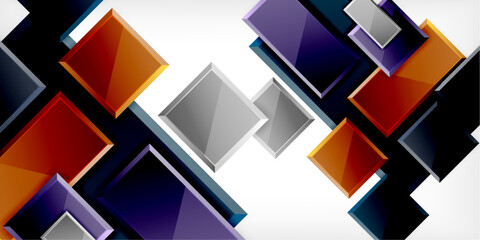 Fototapeta premium Glass toy style square shapes abstract design. Vector Illustration For Wallpaper, Banner, Background, Card, Book Illustration, landing page