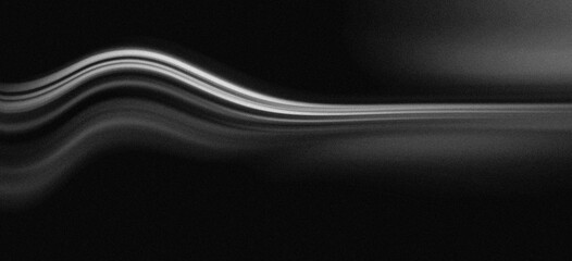 abstract glowing wave light gray grainy texture  on black background 