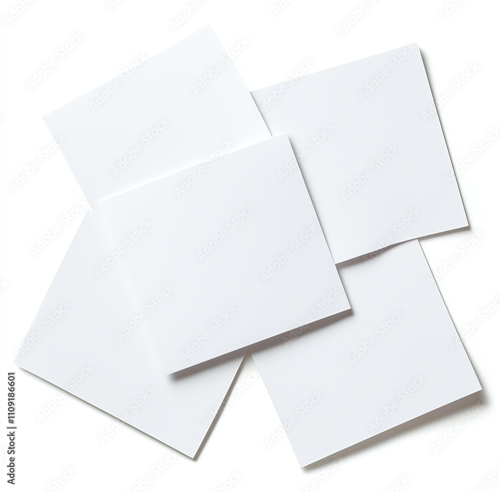 Poster a collection of blank white square sheets stacked neatly, perfect for any creative project or design