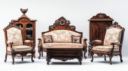 Luxury style antique home furniture isolated on white background