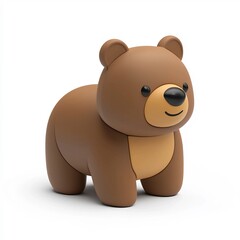 Fototapeta premium Isometric Cartoon-Style Toy Bear Icon on Isolated White Background