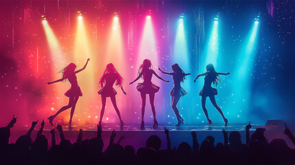 ライブで盛り上がるアイドルのステージ