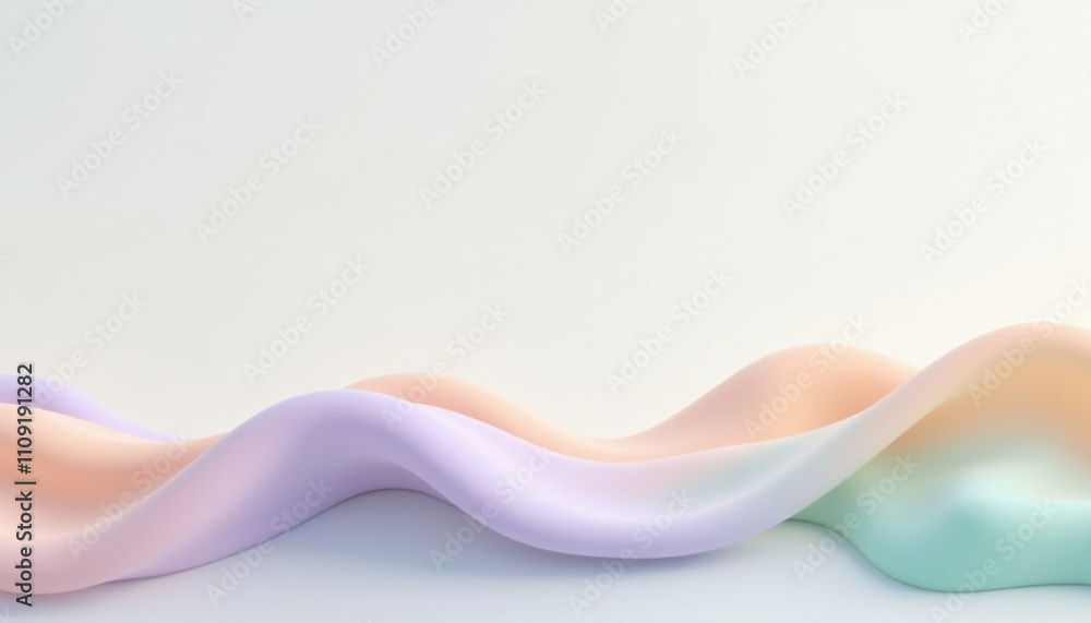 Poster abstract pastel colored waves flowing smoothly creating a soft and dreamy aesthetic.