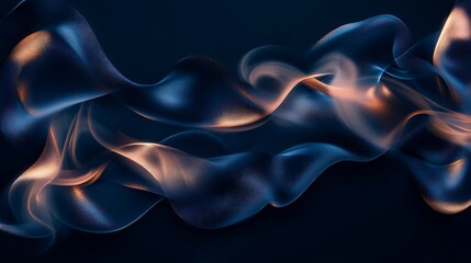 Obraz premium A mesmerizing abstract composition of navy blue and rose gold smoke, curling and intertwining like ribbons on a charcoal backdrop, glowing as if lit from within.