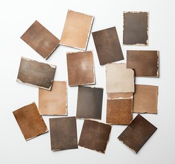 A collection of vintage, textured paper cards in various shades of brown and beige, perfect for artistic projects, backgrounds, and design mockups, showcasing natural color variati