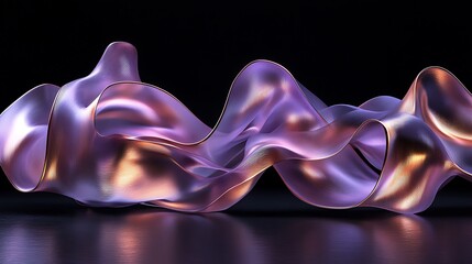 Obraz premium A mesmerizing abstract composition of rose gold and lavender smoke, curling and intertwining like ribbons on a pitch-black surface, glowing as if lit from within.