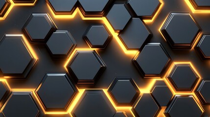 Abstract Futuristic Background with Glowing Hexagons and Digital Technology Design