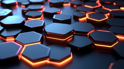Obraz premium Abstract Futuristic Background with Glowing Hexagons and Digital Technology Design